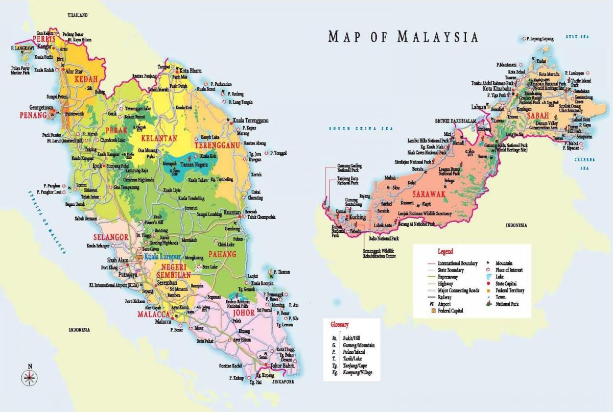 mappa del turismo della malesia