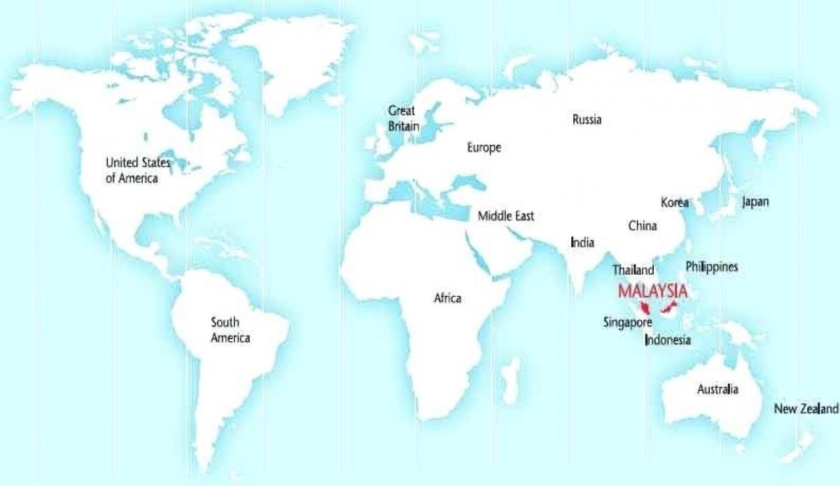 mappa del mondo che mostra malesia