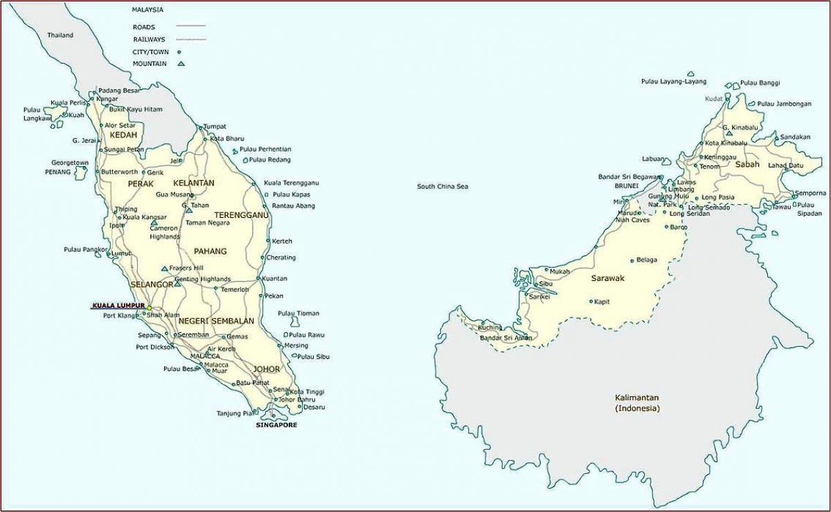 mappa dettagliata della malesia