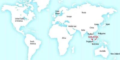 Mappa del mondo che mostra malesia