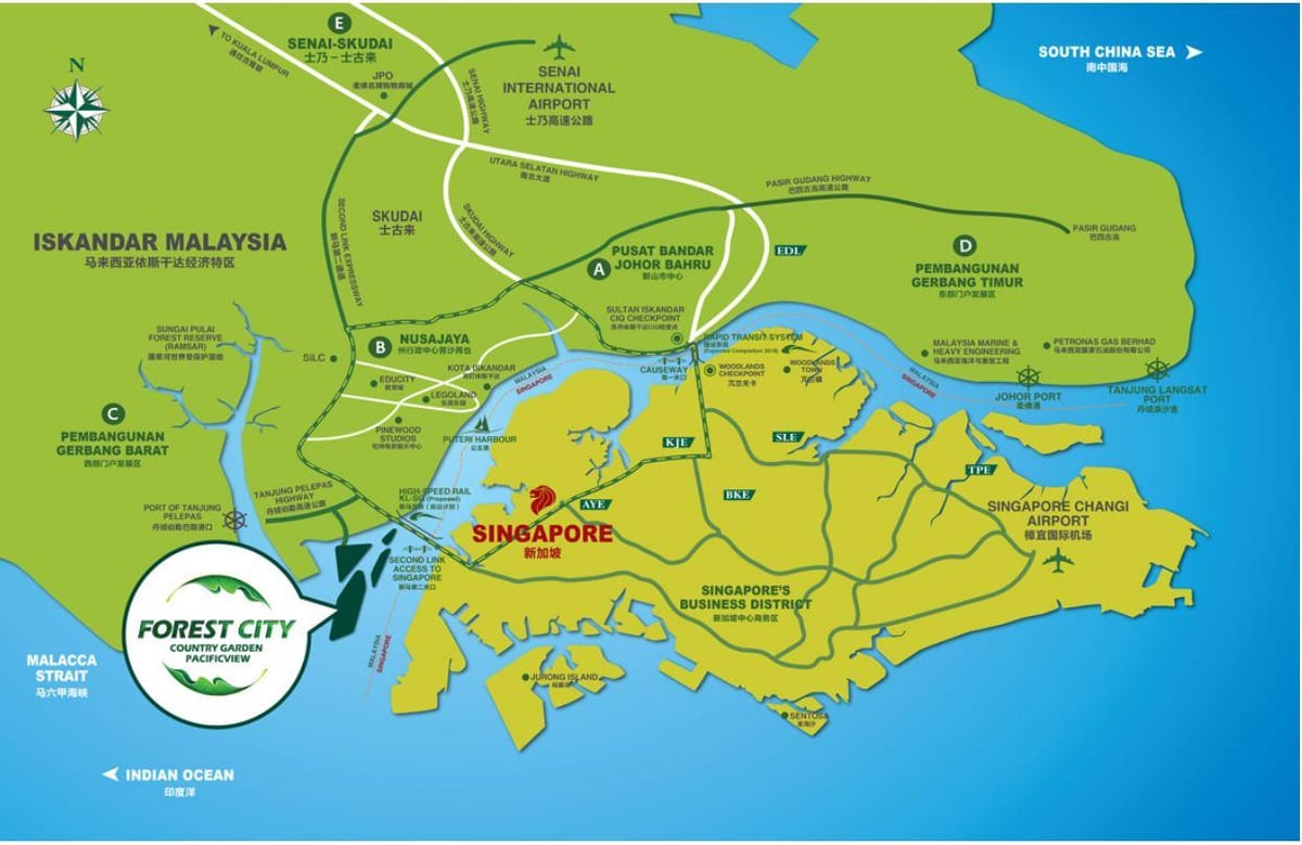 mappa di forest city malesia