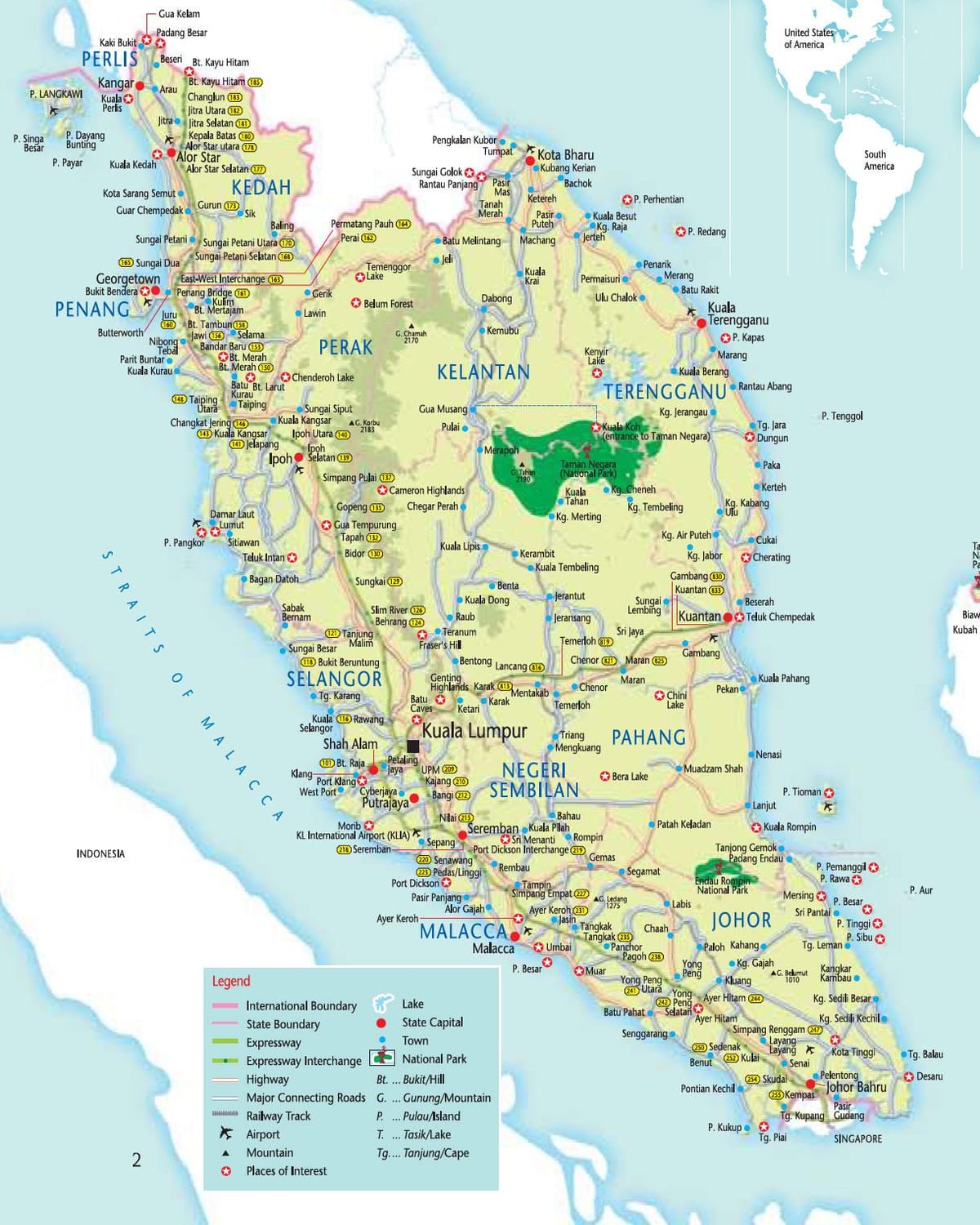 malesia mappa stradale e autostradale di guida