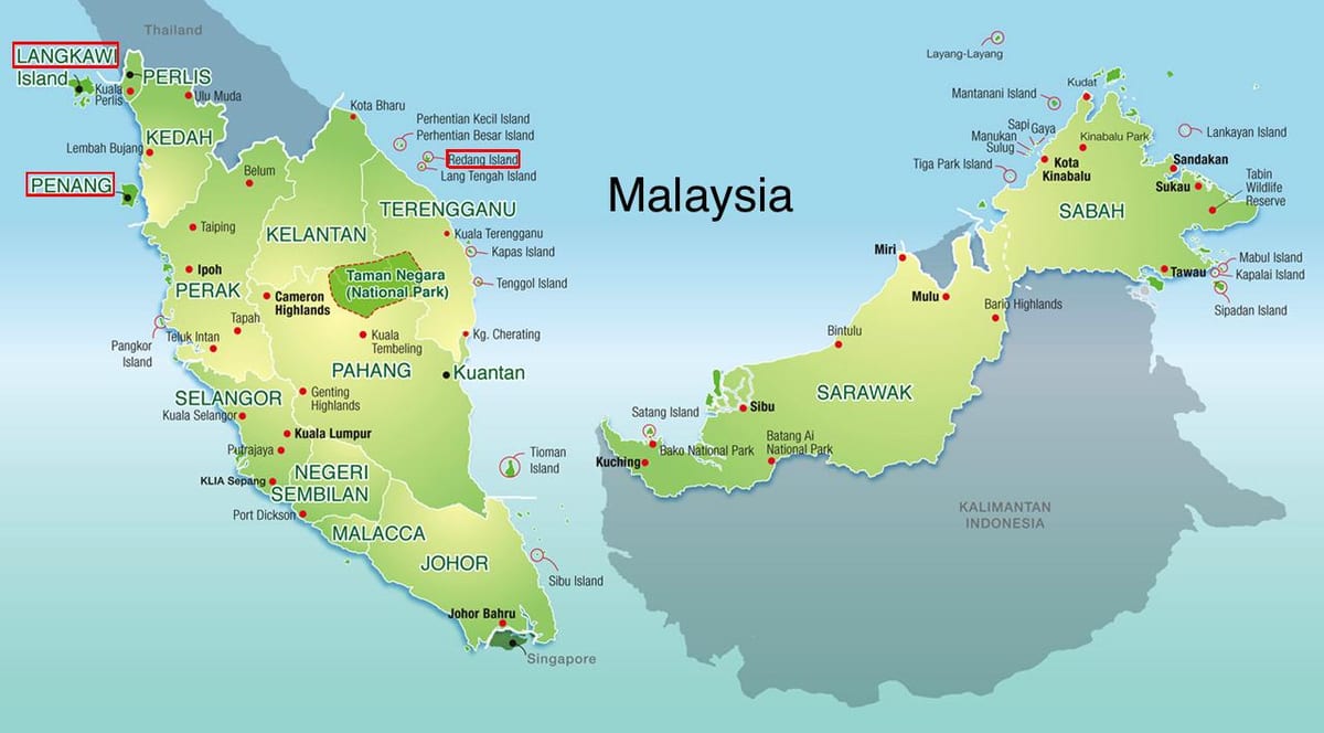 mappa della malesia beach resort