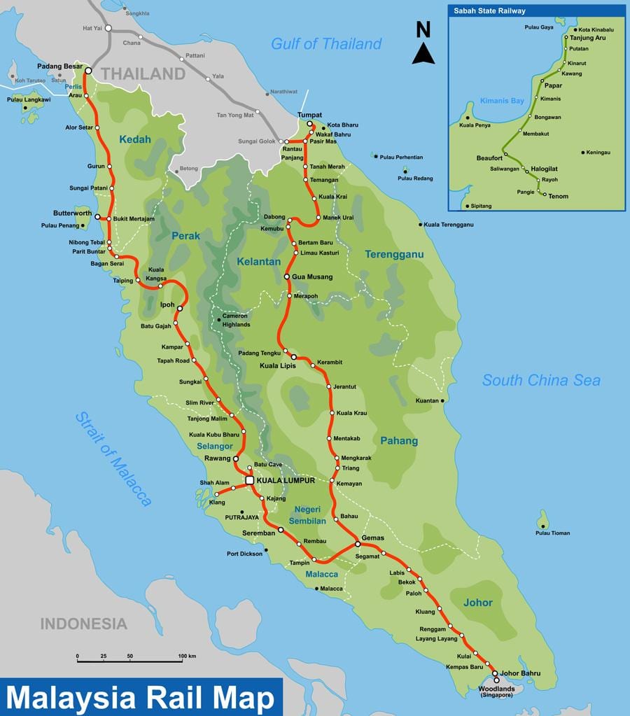 malesia mappa del treno 2016