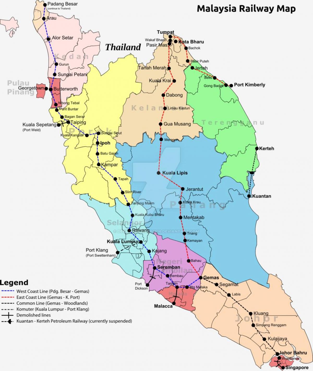 mappa ferroviaria malesia