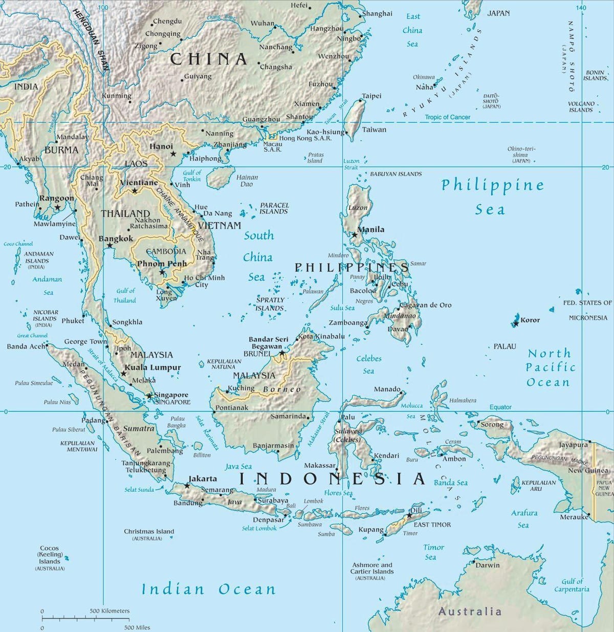 mappa della malesia in asia