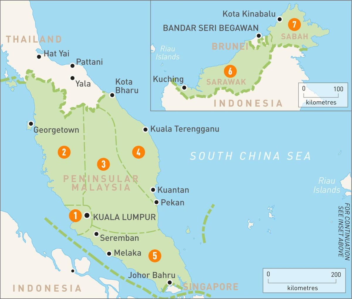 malesia regioni mappa