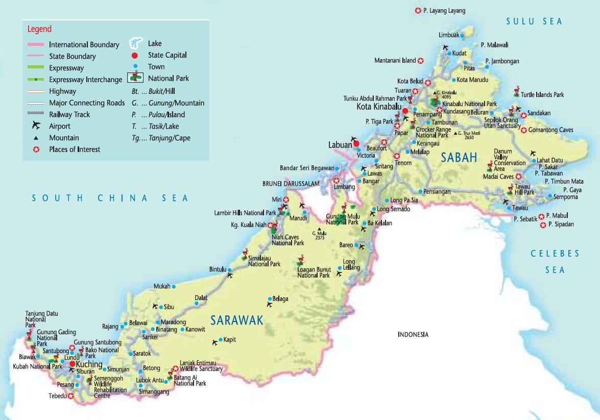 mappa della malesia parchi nazionali