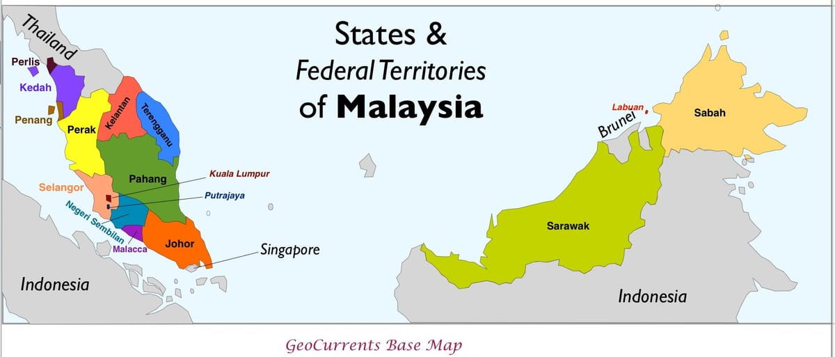 mappa della malesia provincia