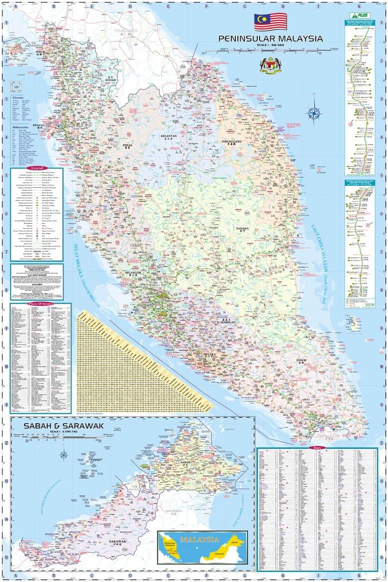 mappa della malesia road map & highway guida