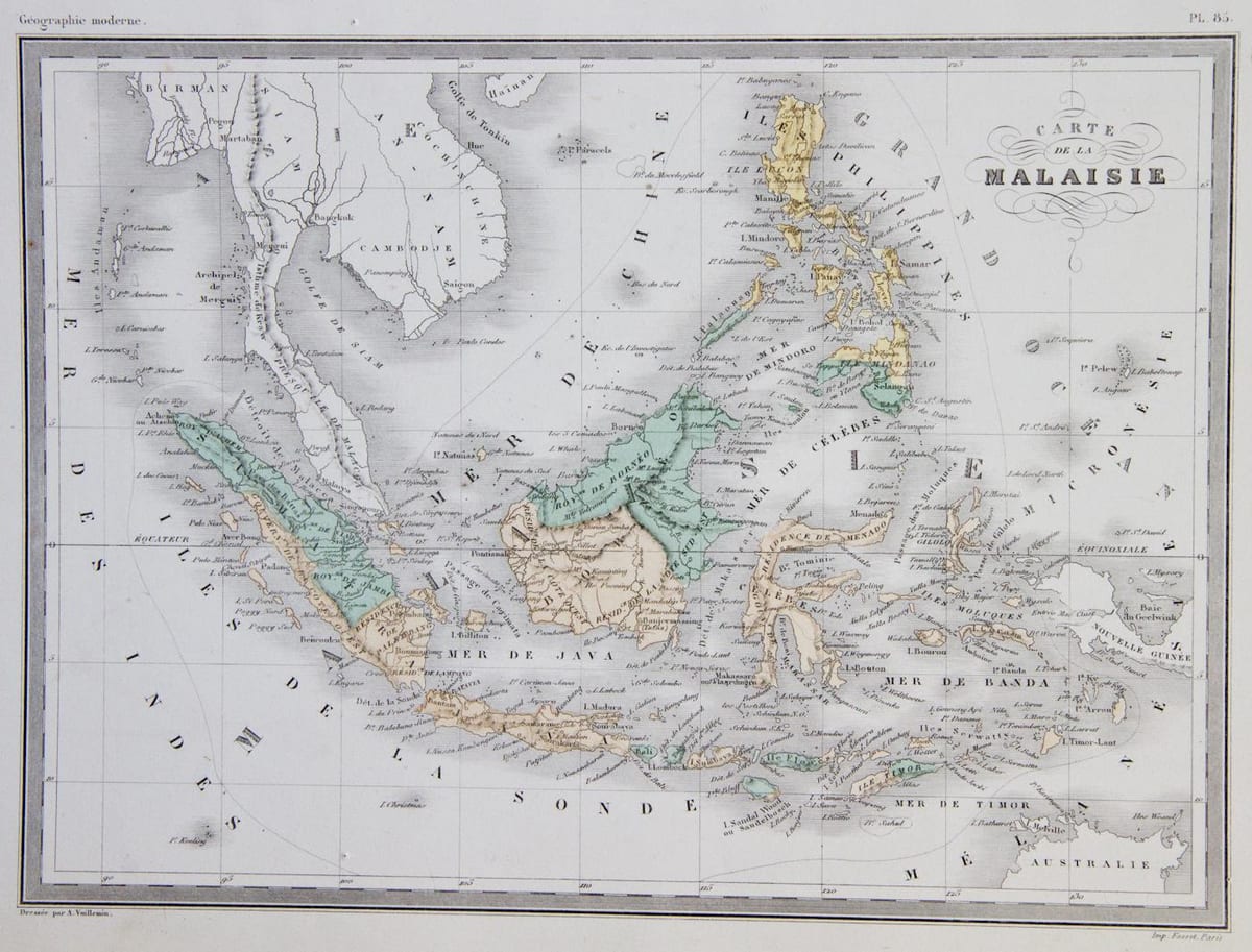 mappa della malesia vecchio
