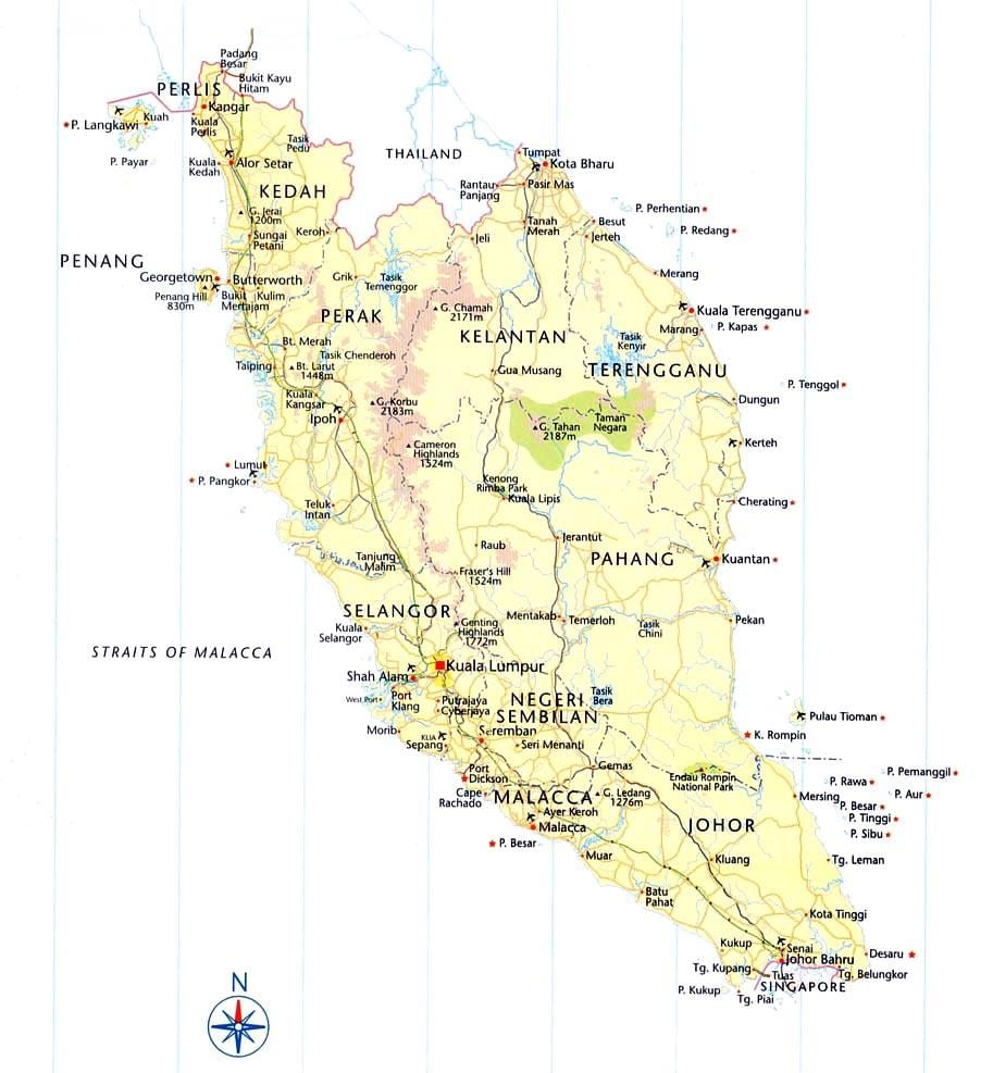 malesia strada sulla mappa indicazioni stradali