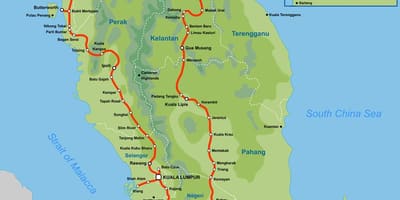 Malesia mappa del treno 2016