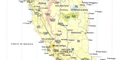 Malesia strada sulla mappa indicazioni stradali